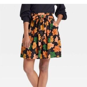 Who What Wear Orange and Pink Skater Skirt Above the Knee-Length Casual